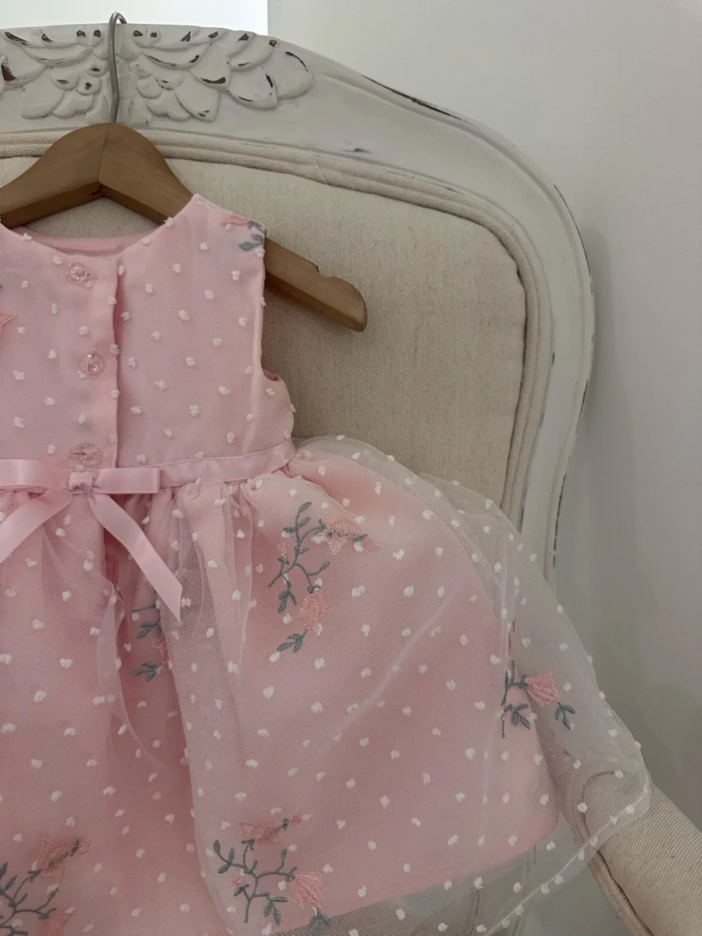 🦢 6~9 Mth Pink Tulle Princess Wedding Baby Dress with Matching Knit Bolero NWOT - Picture 11 of 16